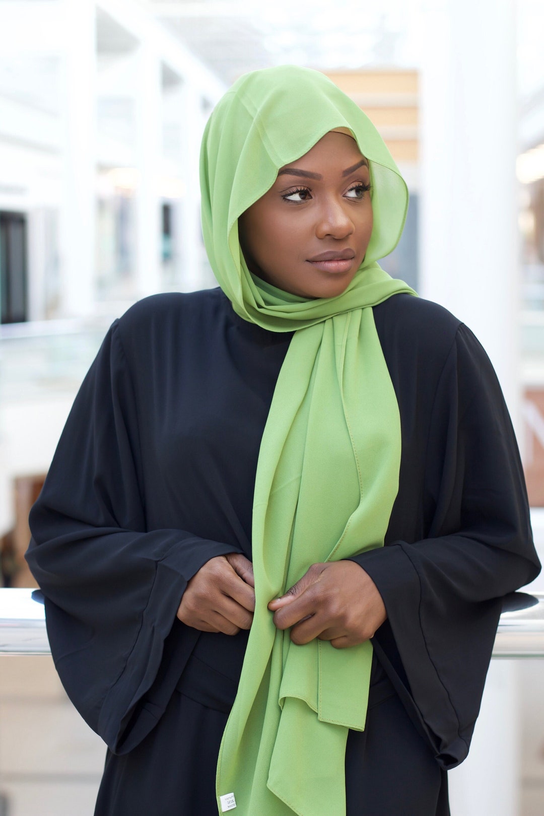 Mint Green Silver Chiffon Hijab main image 0