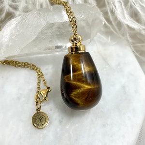 Tiger&#39;s Eye Crystal Urn Necklace: Keepsake Cremation Jewelry