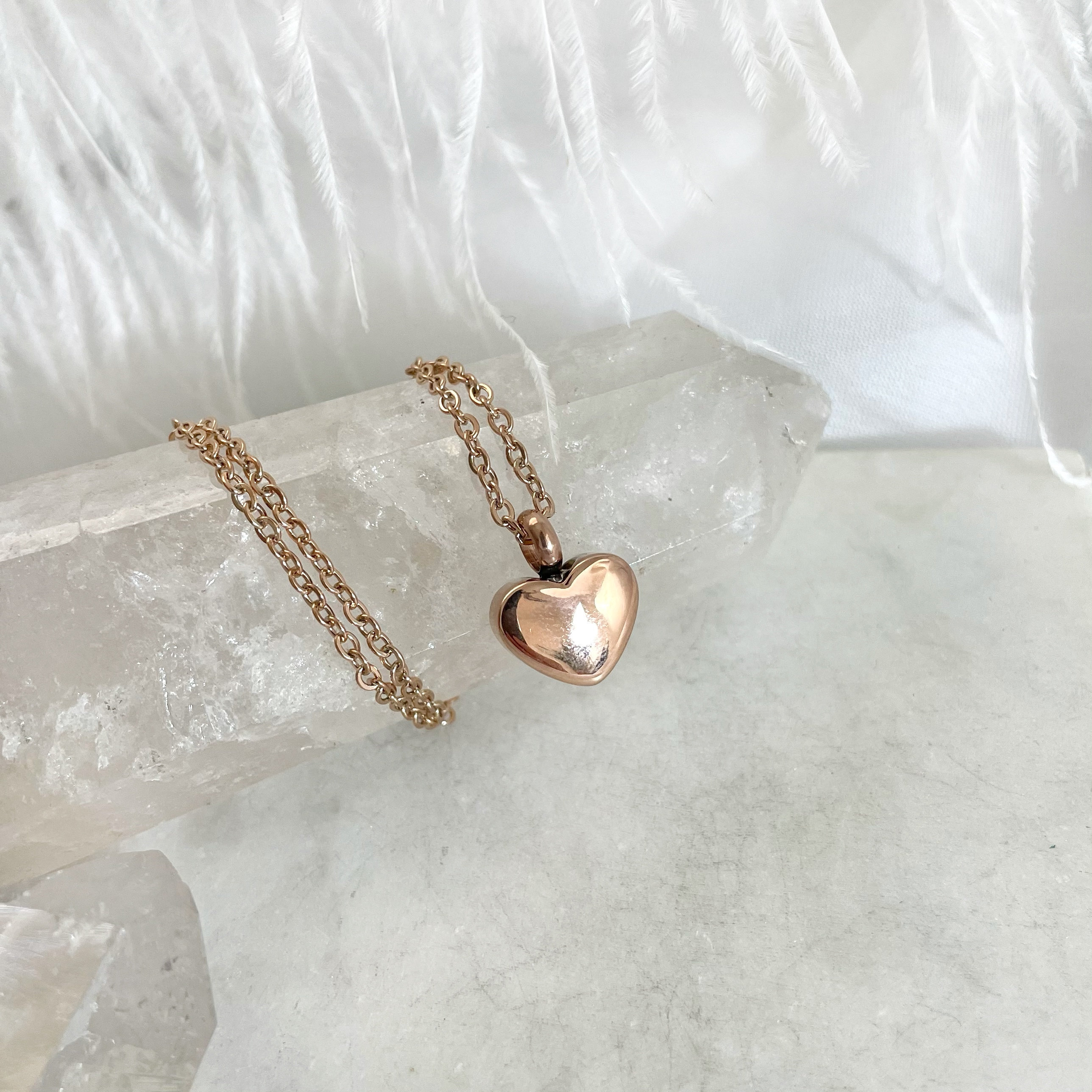Rose Gold Heart Cremation Urn Necklace – Women's Memorial Jewelry, Urn Pendant for Ashes, Keepsake Cremation Necklace