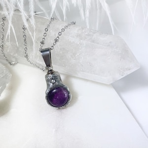 Amethyst Cremation Necklace | Memorial Urn Pendant | Tribute Keepsake Jewelry | Ashes Necklace