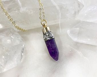 Amethyst Point Urn Necklace | Handmade Cremation Jewelry | Keepsake Pendant