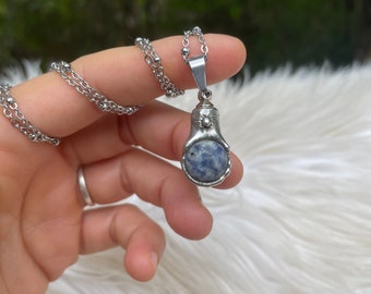 Collar de urna de cremación azul y blanco: colgante de recuerdo conmemorativo