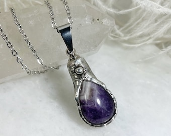 Cremation Necklace, Amethyst Tear Urn Necklace, Urn Tear Drop Cremation Pendant, Memorial, Keepsake, Crystal Urn, Amethyst Crystal Urn