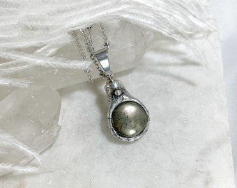 Pyrite Urn Necklace: Cremation Keepsake, Memorial Jewelry for Ashes
