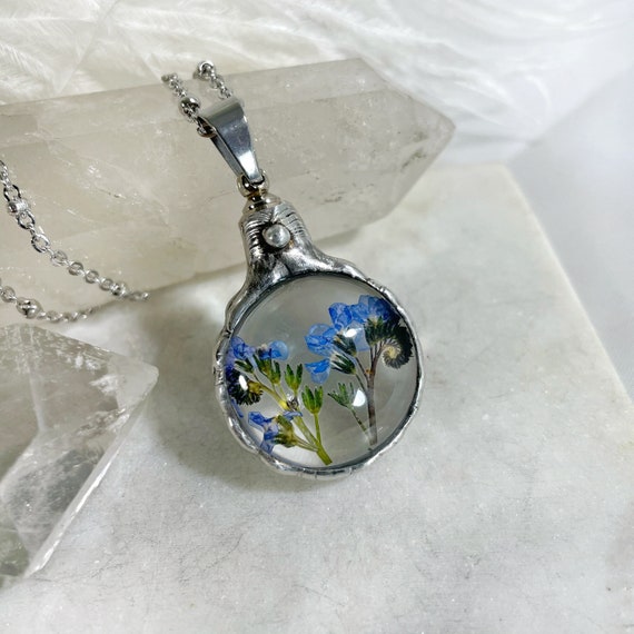 Flower Me Not Cremation Necklace Flower Terrarium Urn Etsy