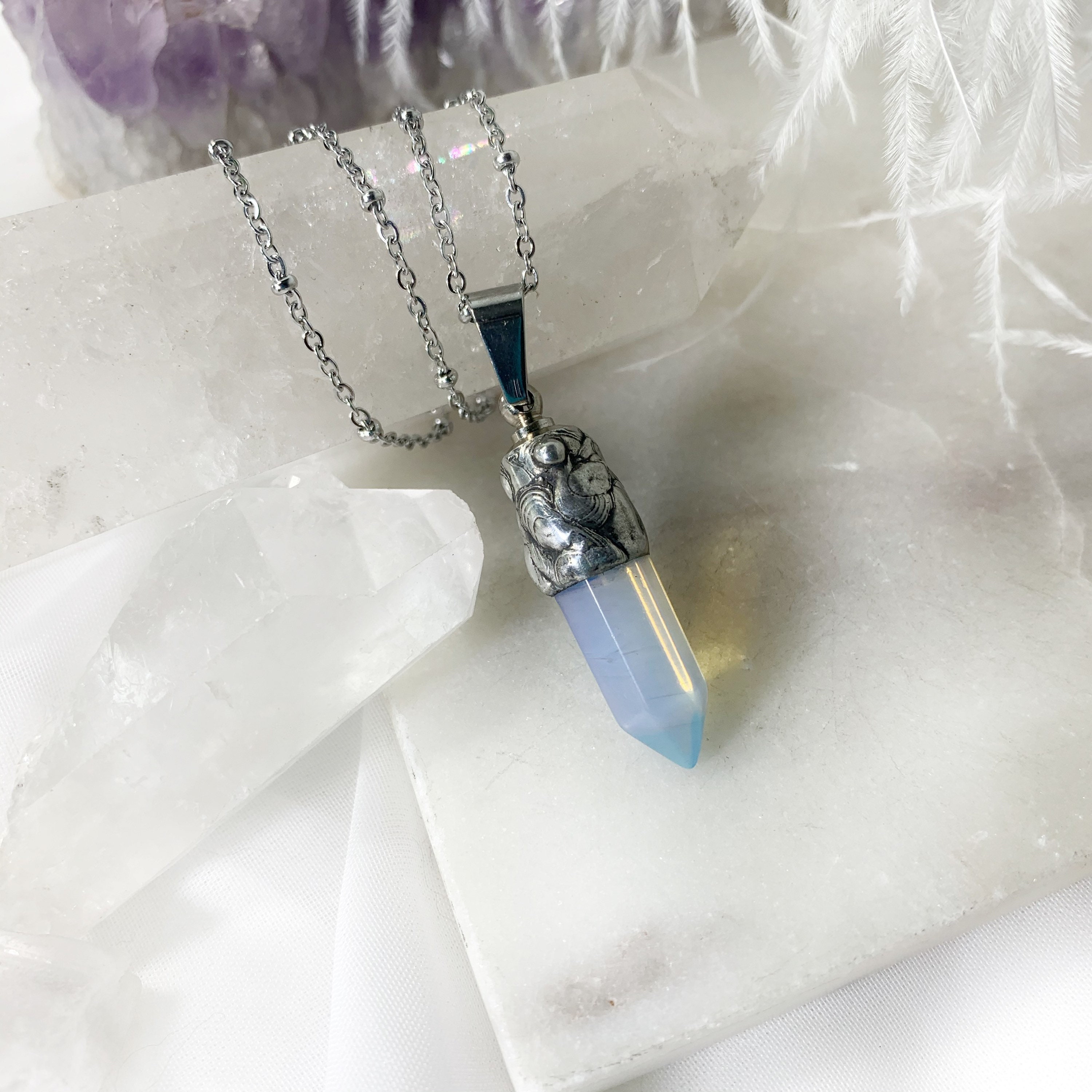 Urn Necklace Crystal Point Cremation Necklace Cremation - Etsy