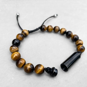 Cremation Bracelet, Urn Bracelet, Cremation Urns Jewelry for Men, Tigers Eye Bracelet, Urn for Ashes, Urn for Ashes, Memorial Jewelry