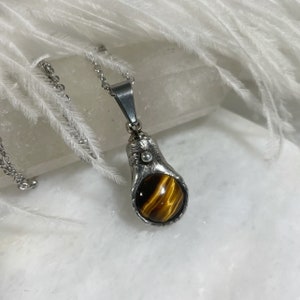 Tigers Eye Cremation Urn Necklace:  Memorial Keepsake Jewelry for Ashes