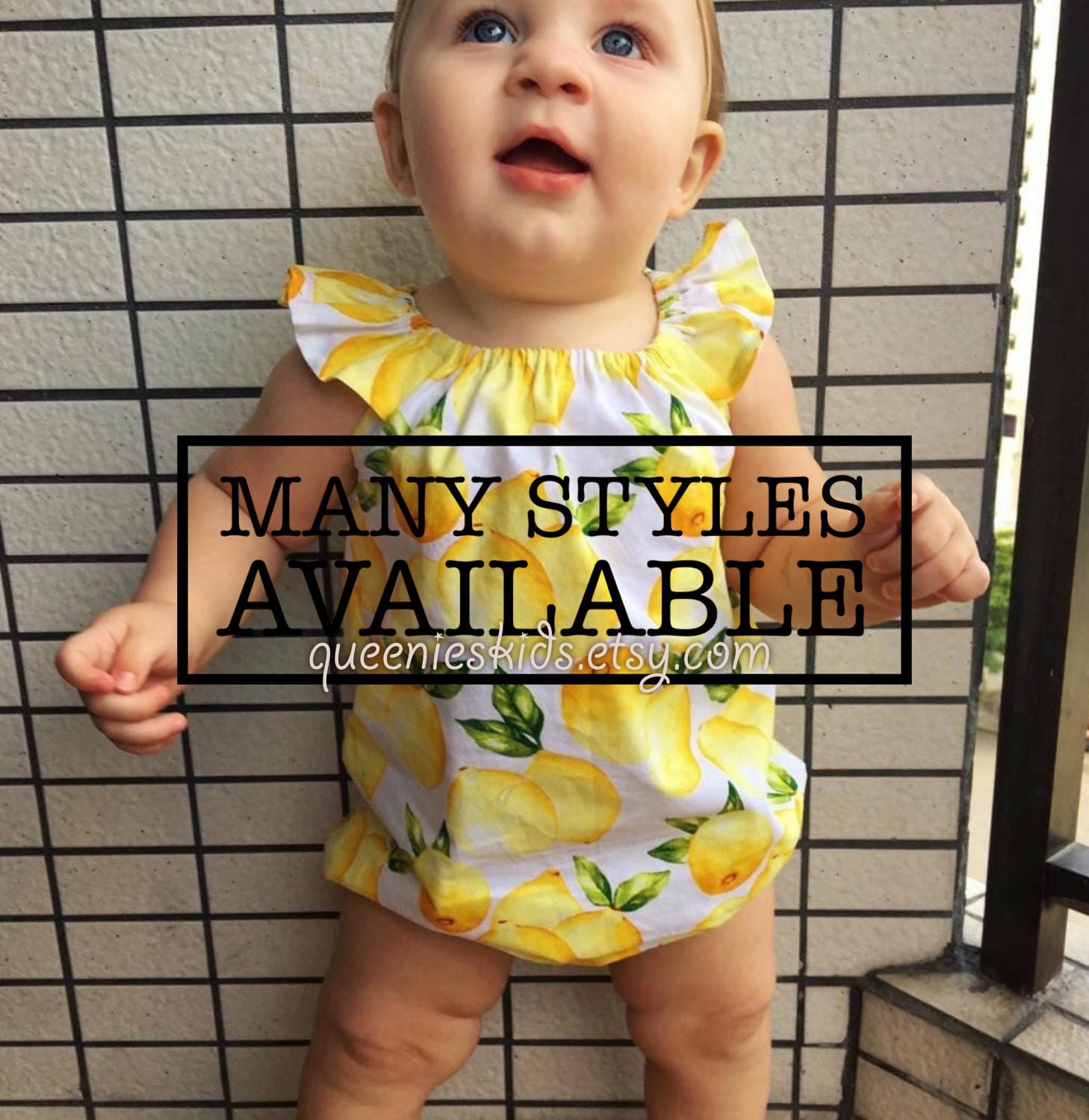 Baby Romper Baby Summer Outfit Lemon Romper Toddler Outfit Etsy