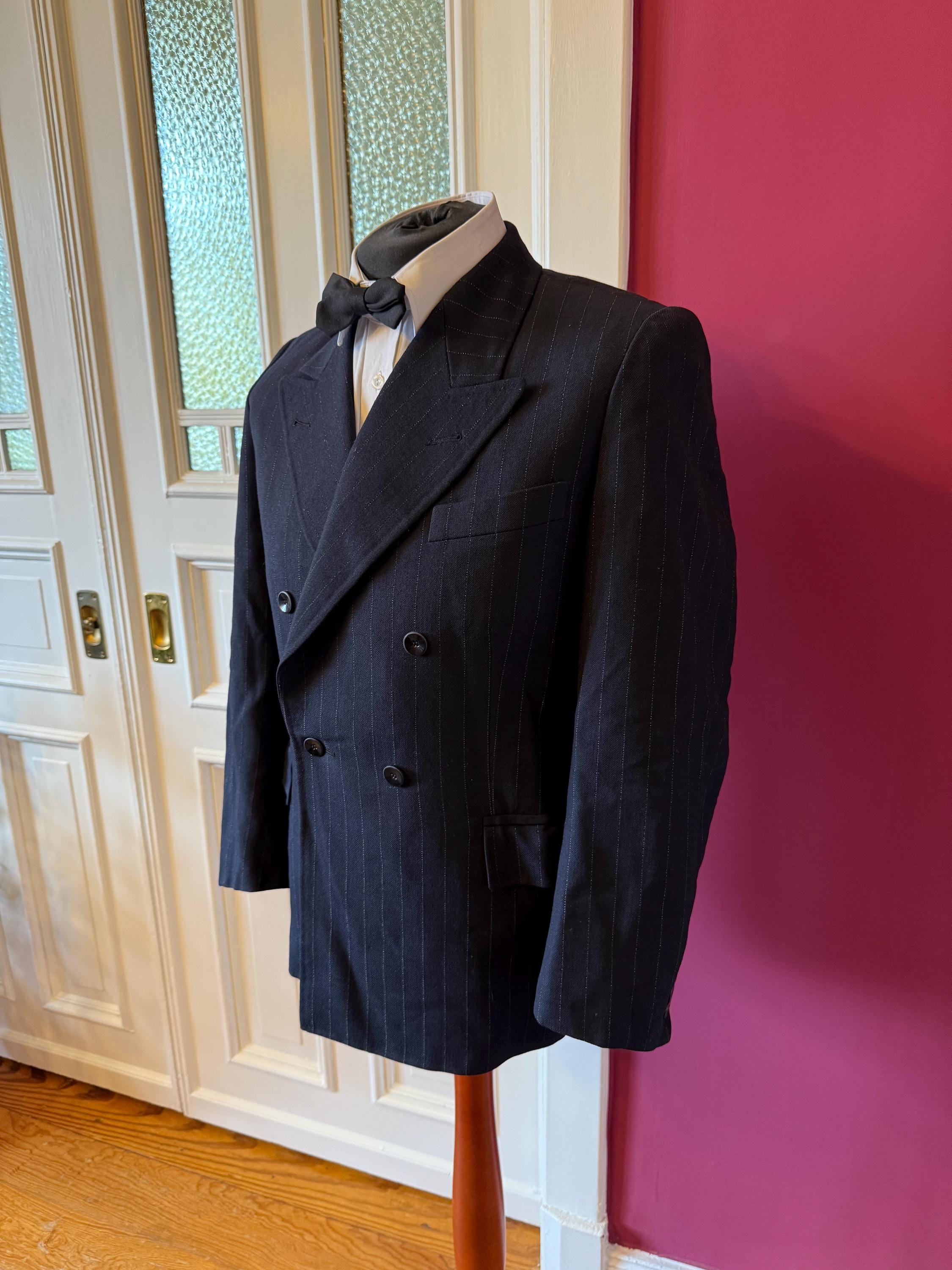 Double Breasted Striped Jacket - 1930s - Etsy Israel