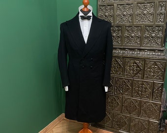 Boys Black Frock Coat Long Western Coat Costume Victorian Caroler TUXXMAN 