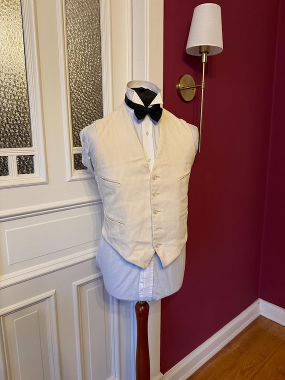 Victorian / Edwardian - White Striped Waistcoat / Vest - 1890s