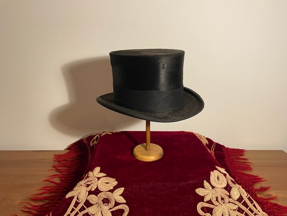 Victorian / Edwardian - High Black Silk Top Hat -… - image 6