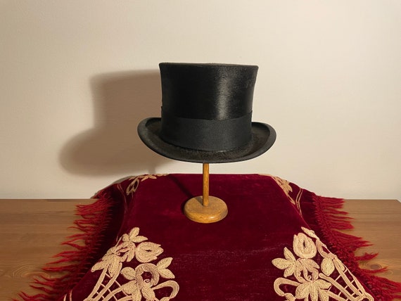 Victorian / Edwardian - High Black Silk Top Hat -… - image 5