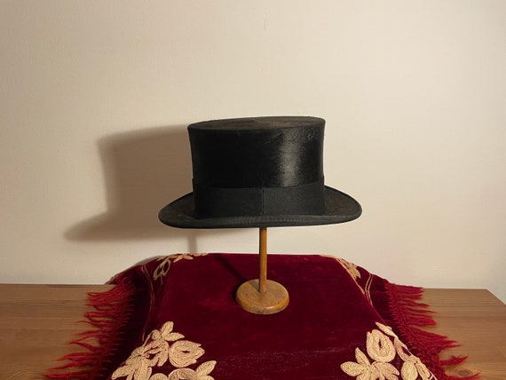 Victorian / Edwardian - High Black Silk Top Hat -… - image 3