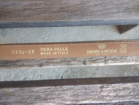 Vintage Vera Pelle Brown Leather Belt with Silver… - image 6