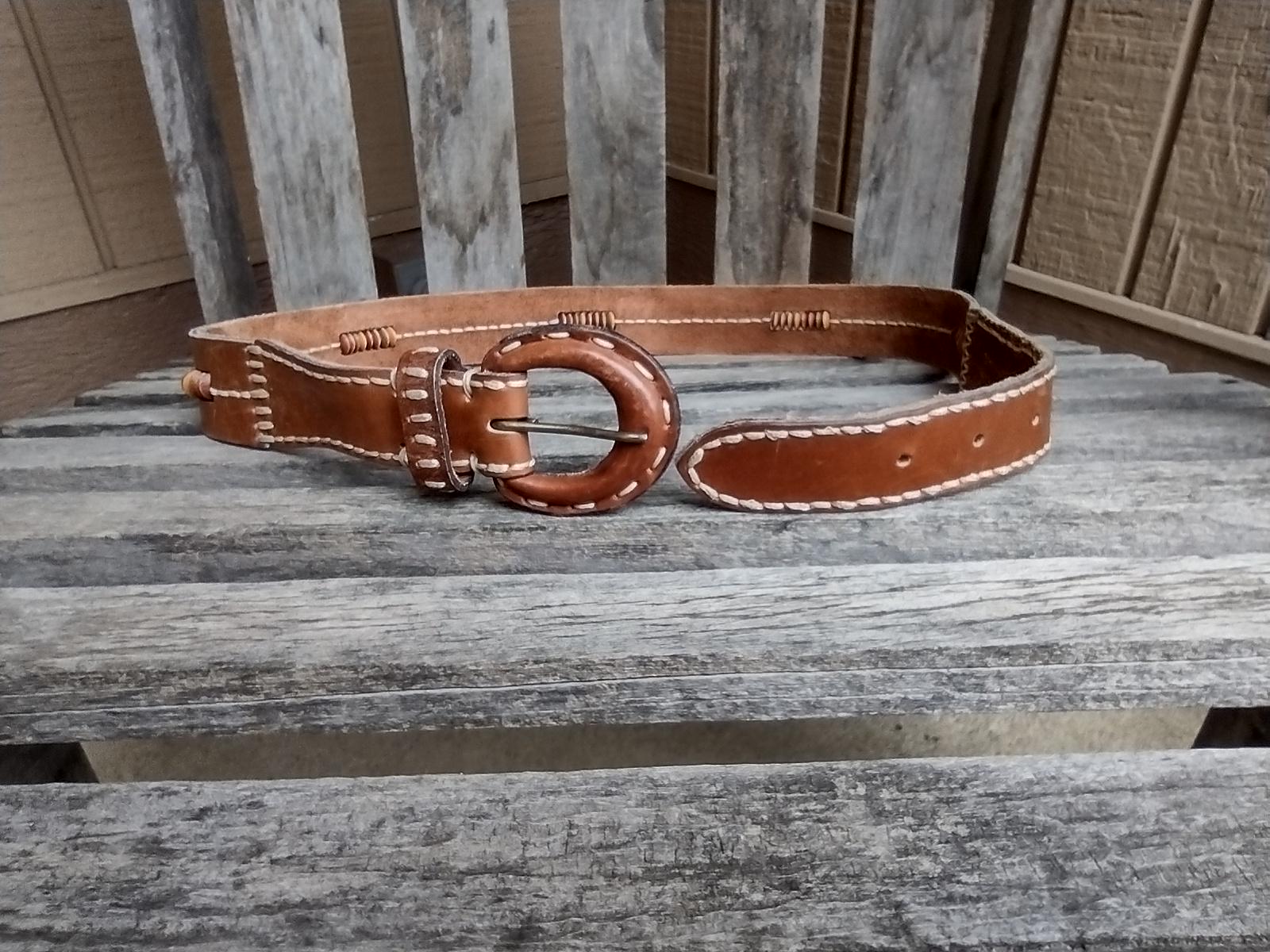 Fossil Beaded Stitched Leather belt Fossil Leather Beaded Belts for Women for sale | eBay main image 3