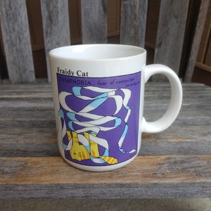 Vintage Hallmark Cards Computer Coffee Mug Cup Titled Fraidy Cat Artist Wendy Year 1984 Made in Japan