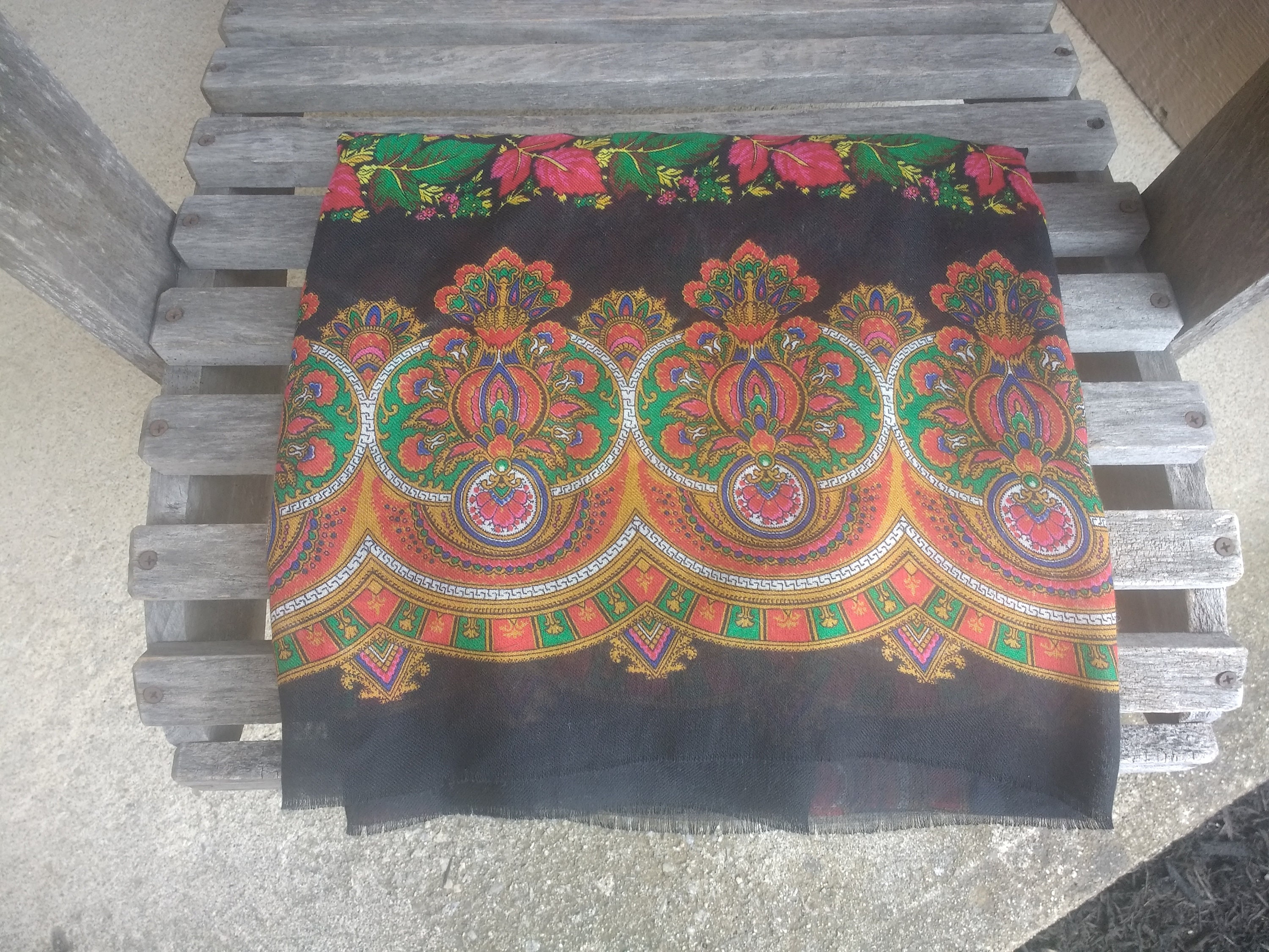 Vintage JP Collections Square Black Scarf With Lovely Red