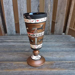 Vintage Pferd und Wagen Vase römische Kolosseum zeigen Schwarz Gold Rot und weiß kleine Vase Höhe 5 3/4" Jahr 1972
