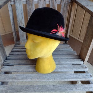 Vintage NEW Womens Black Derby Bowler Hat Wool Braided Band Feathers & Flowers Black Bowler Hat for Sale up to 90% Off: Poshmark main image 2