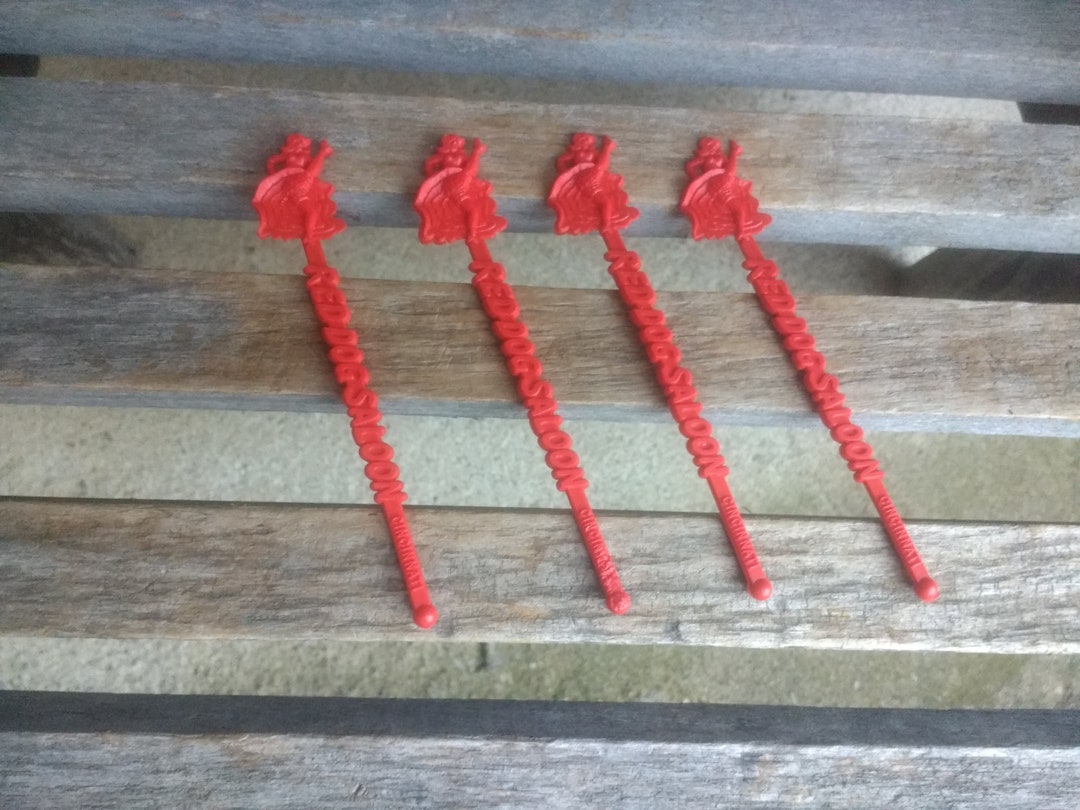 Vintage Cincinnati's Red Dog Saloon Swizzle Sticks With Dancing Saloon