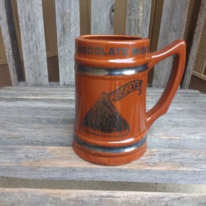 Vintage Hershey&#39;s Chocolate World Stein Brown Hershey&#39;s Kiss Mug with Original Foil by Lewis Bros Ceramics Made in Trenton NJ USA