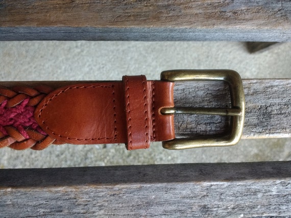 Vintage Fossil Brown Braided Leather Belt Single … - image 4