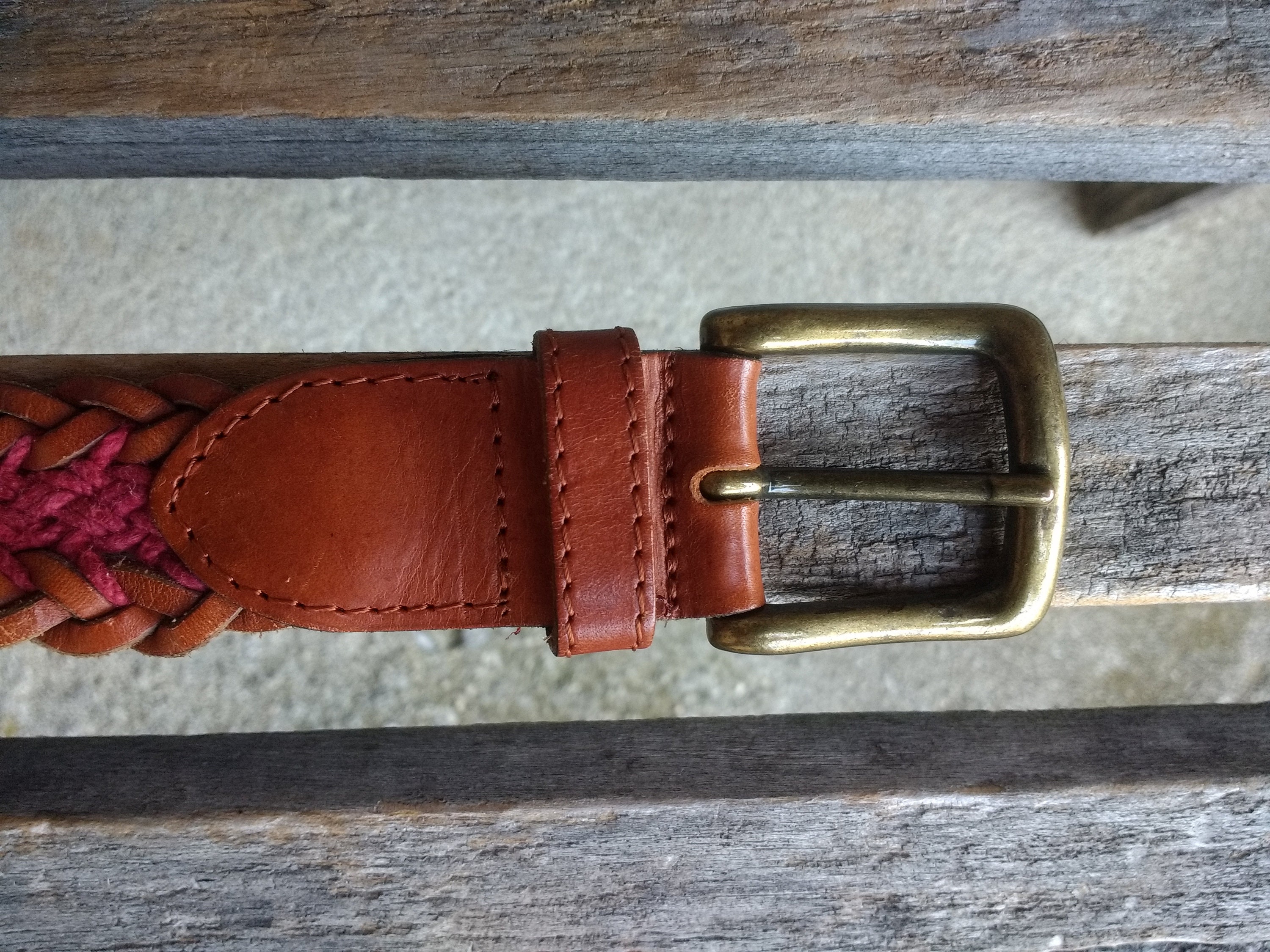 Vintage Fossil Brown Braided Leather Belt Single Prong  display picture 1