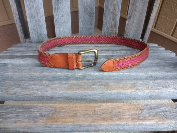 VTG Fossil Braided Genuine Leather Belt | Brass Buckle | Size M s-l400.jpg main image 4