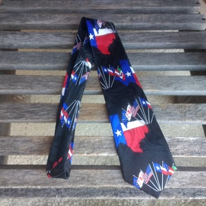 Vintage Steven Harris Texas Necktie Lone Star State with Red White Blue State Flags Hand Made 100% Polyester Made in Korea