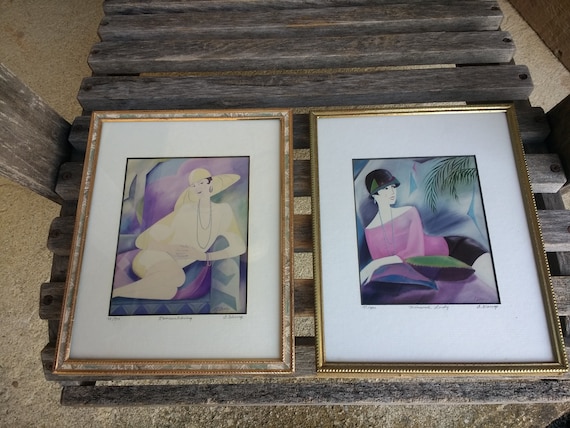 Vintage A D'arrigo Art Deco Prints (2) Titled Remembering and Winsome Lady  Both Signed and Numbered Art Size 8" X 10" - Etsy
