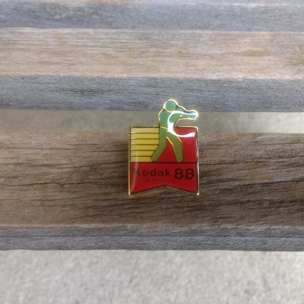 Vintage 1988 Summer Olympics Men's Boxing Pin Seoul South Korea Souvenir Pin Sponsor Kodak Made in Taiwan