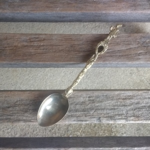 Vintage Italian Apostle Spoon Small Decorative Condiment Serving Teaspoon Length 5 1/2&quot; Made in Italy