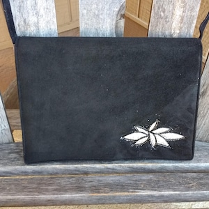 Vintage Antonio Da Pescara Black Handbag Italian Black Suede Clutch Shoulder Bag Made in Italy