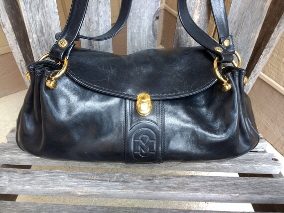 Vintage Marino Orlandi Black Genuine Leather Handbag Shoulder | Etsy