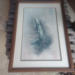 Vern Hippensteal Lithograph Art Print Titled Withstanding Time Artist Signed Framed 15&quot;x22&quot; Double Matted 9&quot;x17&quot; Year 1978 Made in Tennessee