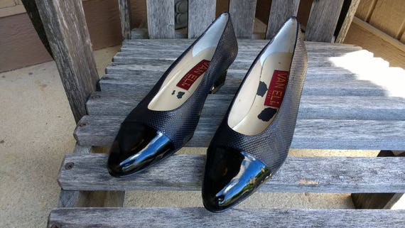 Vintage Van Eli East Black Leather Pumps Slip On … - image 1