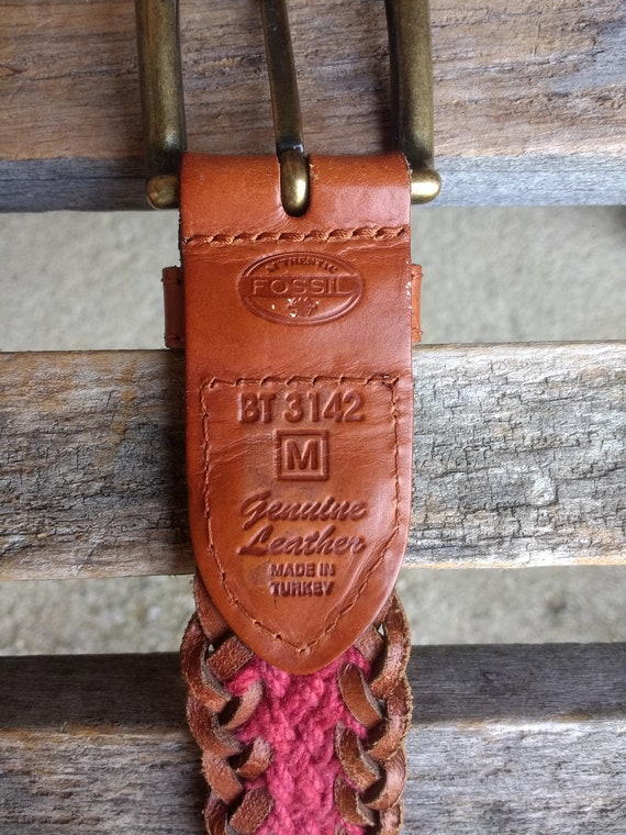 Vintage Fossil Brown Braided Leather Belt Single … - image 5