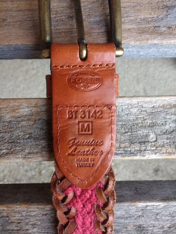 Vintage Fossil Brown Braided Leather Belt Single Prong  display picture 2