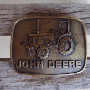John Deere Solid Brass Belt Buckle Retro Vintage Clothing Accessory Year 1980