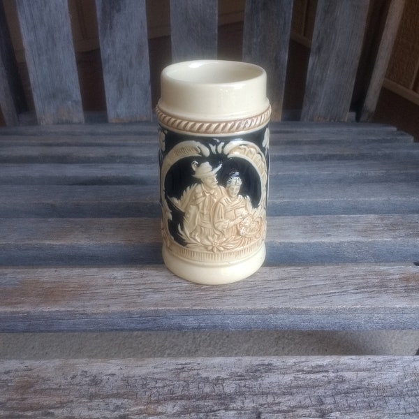 Small German Ceramic Beer Stein with Hopfen U Malz (Hops and Malt) and Gott Erhalt's (God Receive It) Volume 1/8 Liter Made in Germany