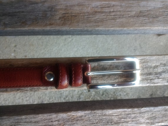 Vintage Vera Pelle Brown Leather Belt with Silver… - image 4