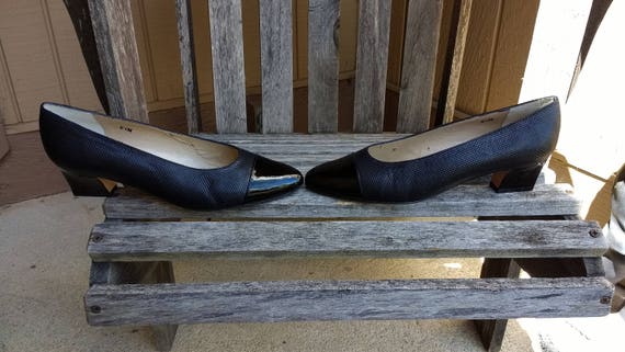 Vintage Van Eli East Black Leather Pumps Slip On … - image 2