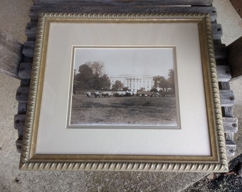 Vintage White House Washington DC Photograph Sheep Grazing On The Lawn c1863 Framed 15" x 17" Matted 8" x 10"