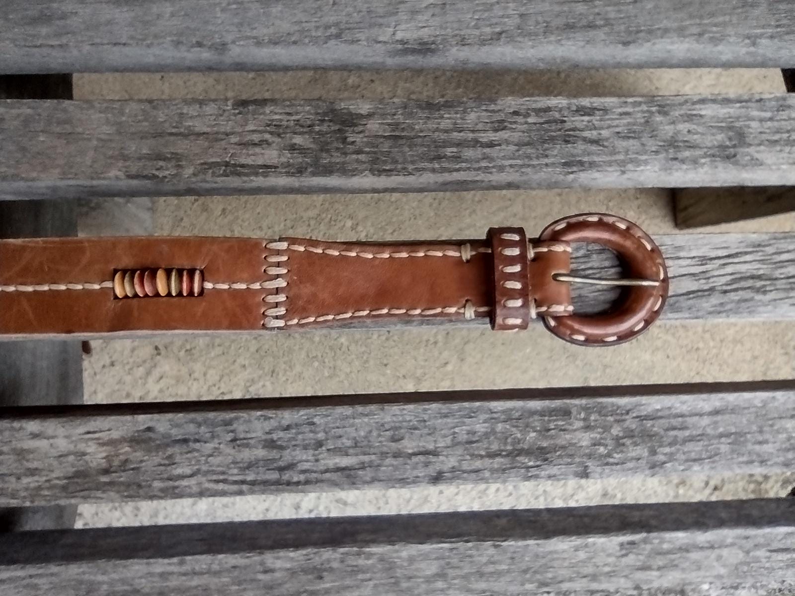 Fossil Beaded Stitched Leather belt Fossil Leather Beaded Belts for Women for sale | eBay main image 4