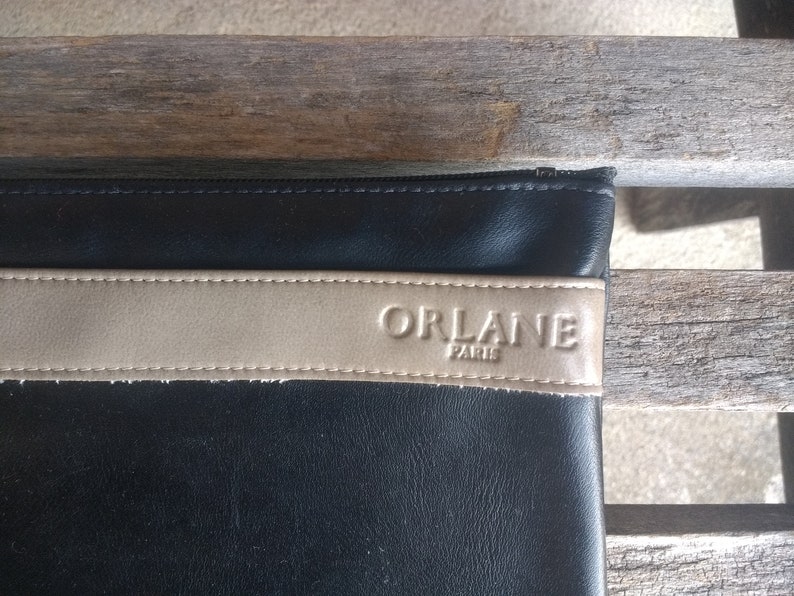 Vintage Orlane Paris Cosmetic Bag Black and Taupe Makeup Bag Etsy