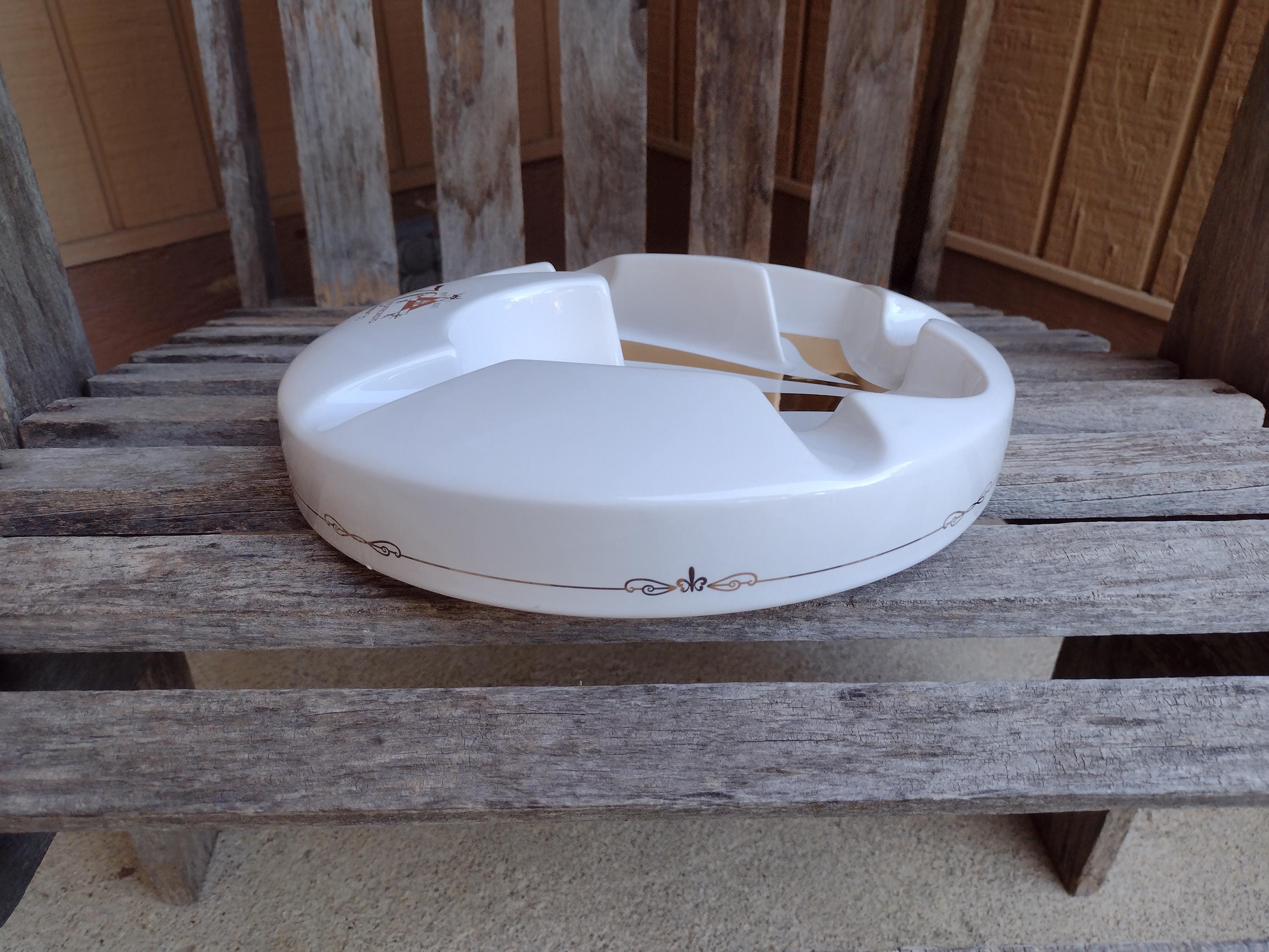Montecristo White Ceramic Cigar Ashtray With Gold Accents