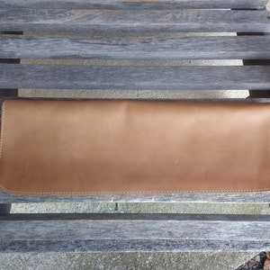 Vintage Jos A Bank kledingwinkel bruin lederen stropdas houder reistas Made in Taiwan ROC