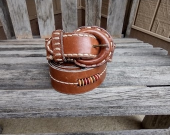 Ann Taylor Loft Brown Wide Leather Belt With Metal Single  display picture 1